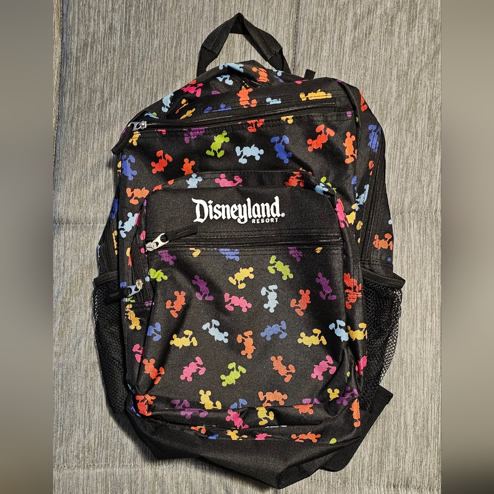 Black Backpack with Colorful Mickey Mouse Pattern